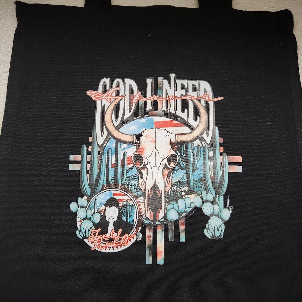 Jelly Roll printed Black Canvas tote. Dtf print 1 side. 14w x 15h